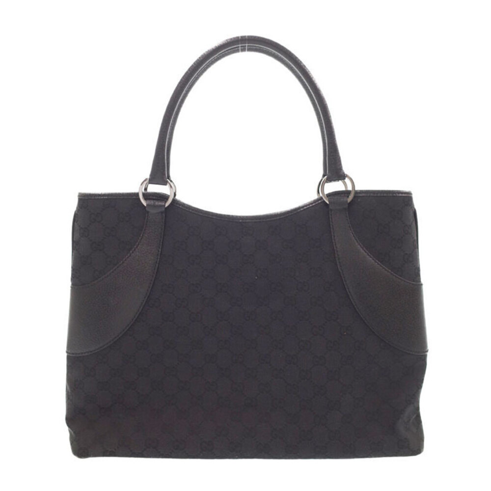 Gucci bag black trim GG leather tote monogram canvas